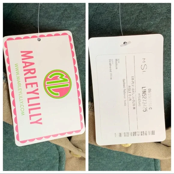 Marley Lilly monogram MLS quilted tunic sweatshirt NWT - Picture 16 of 16